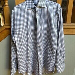 Men’s Bugatchi Dress Shirt in white/black stripes.  16.5/41 NBW